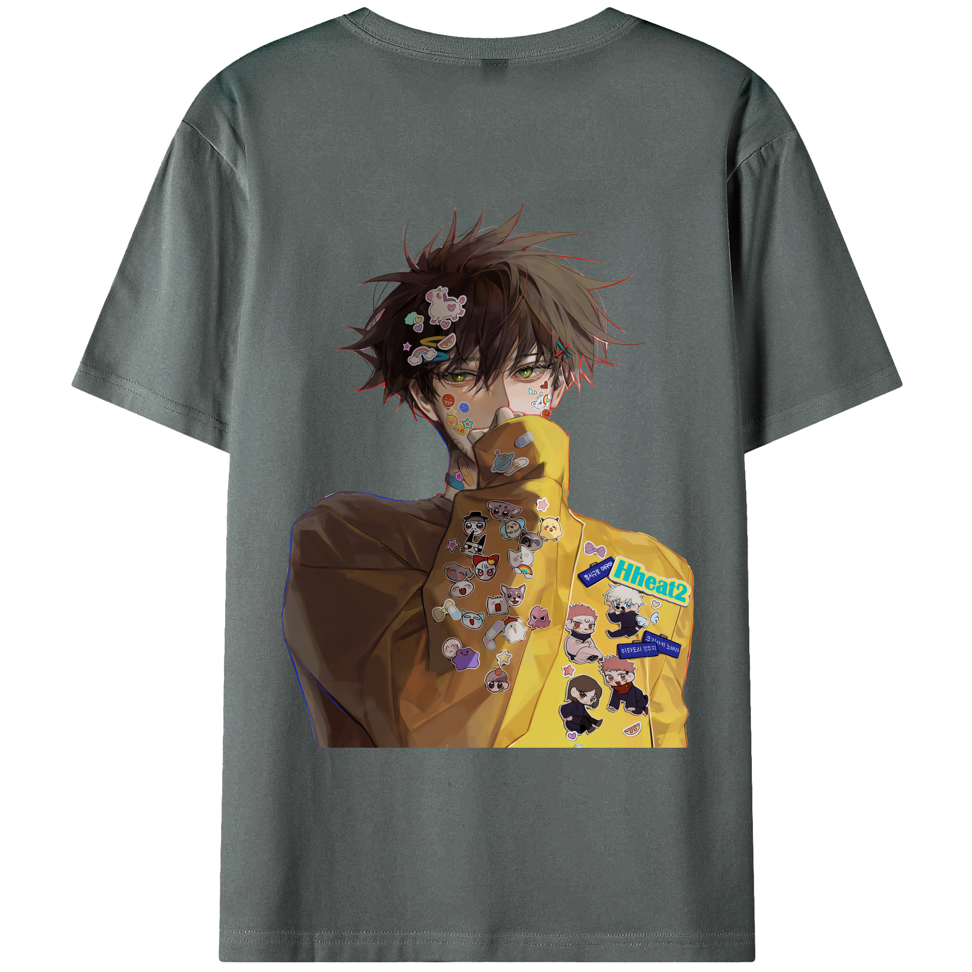 （画像用） 呪術廻戦 Jujutsu Kaisen 綿100％ メンズ半袖Tシャツ（バックプリント） 通気性